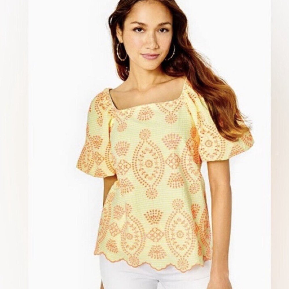 NWOT $158 Lilly Pulitzer Lettie Eyelet Top - Size S